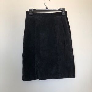 Vintage Black Leather Suede Skirt
